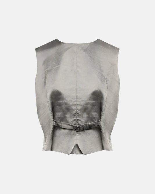 Satin Finish Waistcoat Gilet in Grey