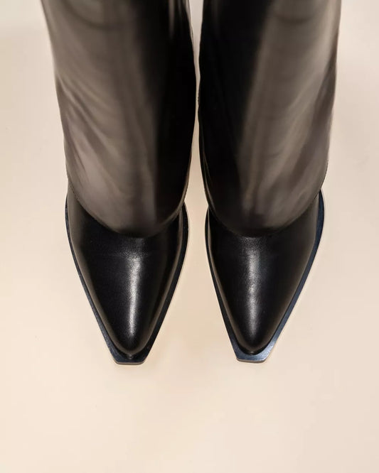 Joan Cuff Boots in Black Leather