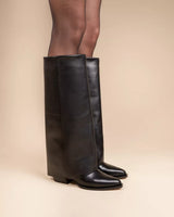 Joan Cuff Boots in Black Leather