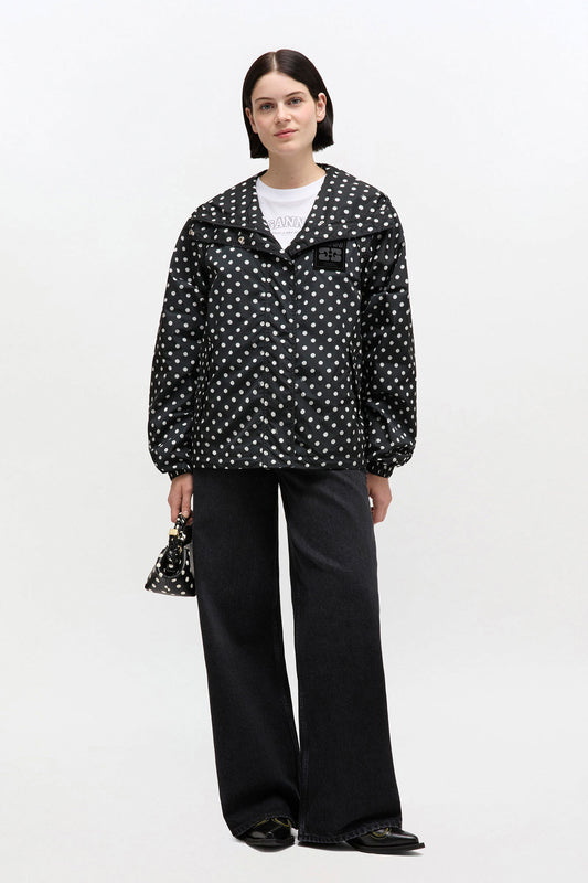 Flyweight Nylon Polka Dot Jacket in Black