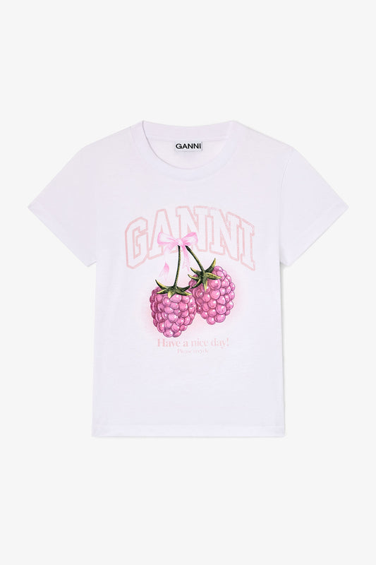 Basic Jersey Baby Fit Raspberry Tee in White