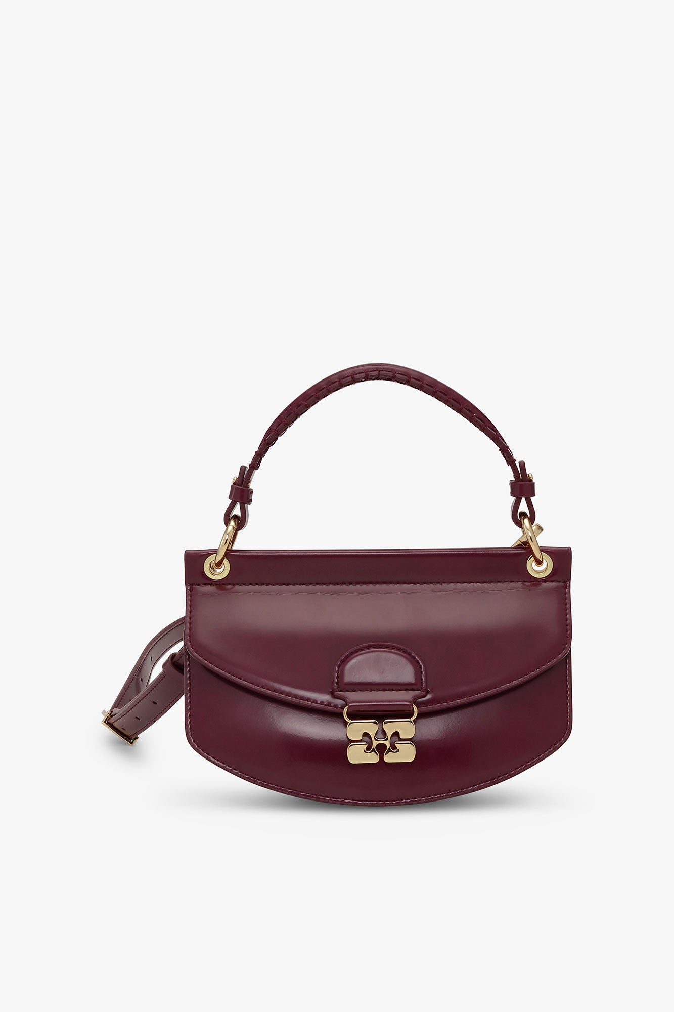 Burgundy mini top handle apo-g bag - Ganni
