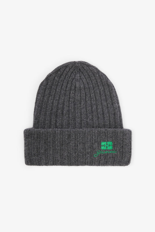 Wool Knit Beanie in Grey