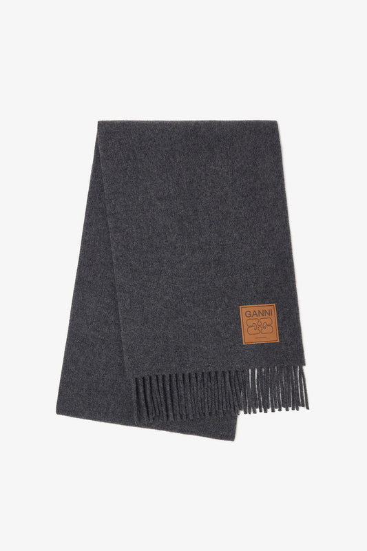 Double Face Wool Solid Scarf in Paloma Melange
