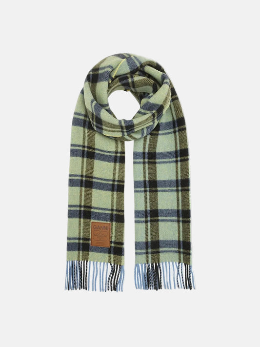 Scarf with Double Face Check in Yellow Pear