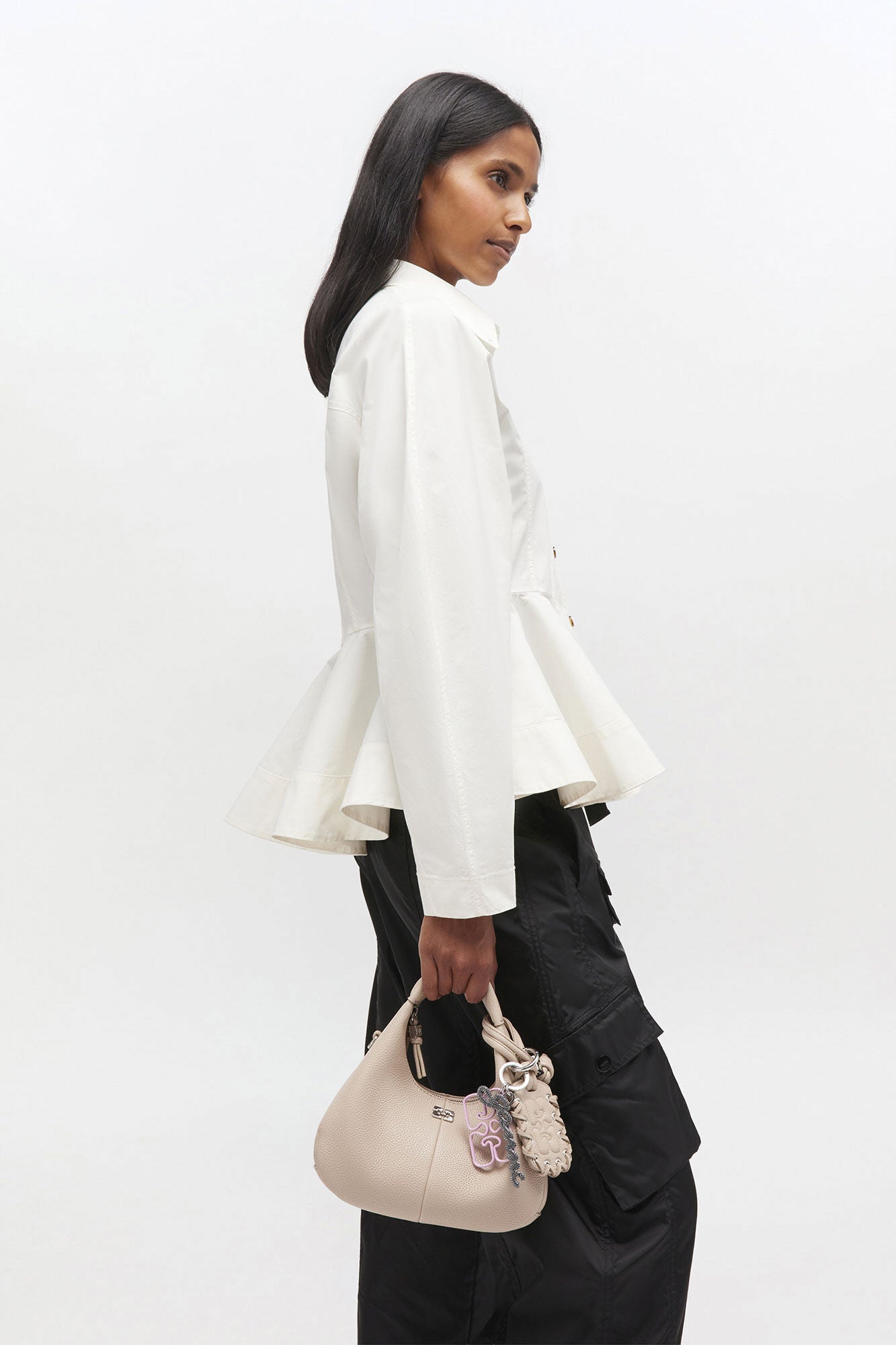 Mini Hobo Bag in Light Grey