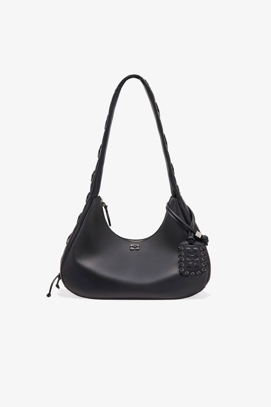 Medium Laces Hobo Bag in Black