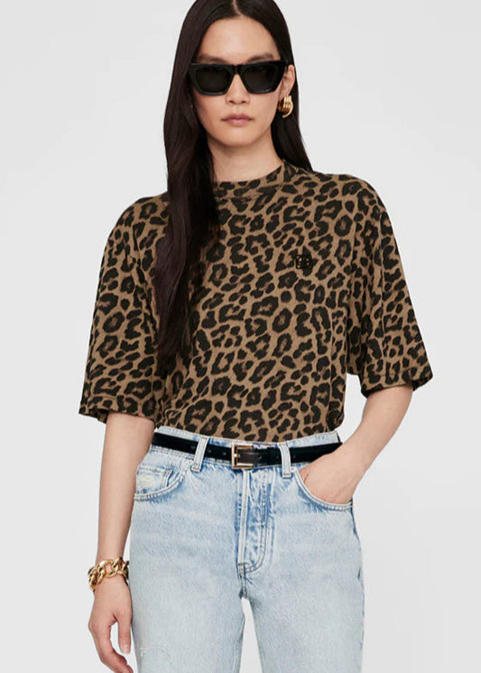 AVI LOGO T SHIRT LEOPARD - ANINE BING