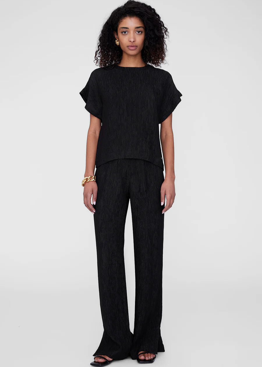 JOLLIE TOP - BLACK CRINKLE - ANINE BING