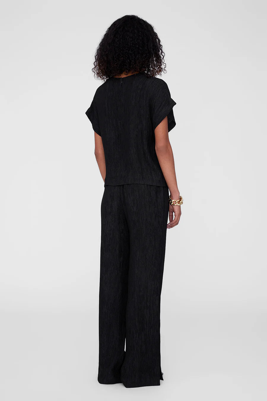 JOLLIE TOP - BLACK CRINKLE - ANINE BING