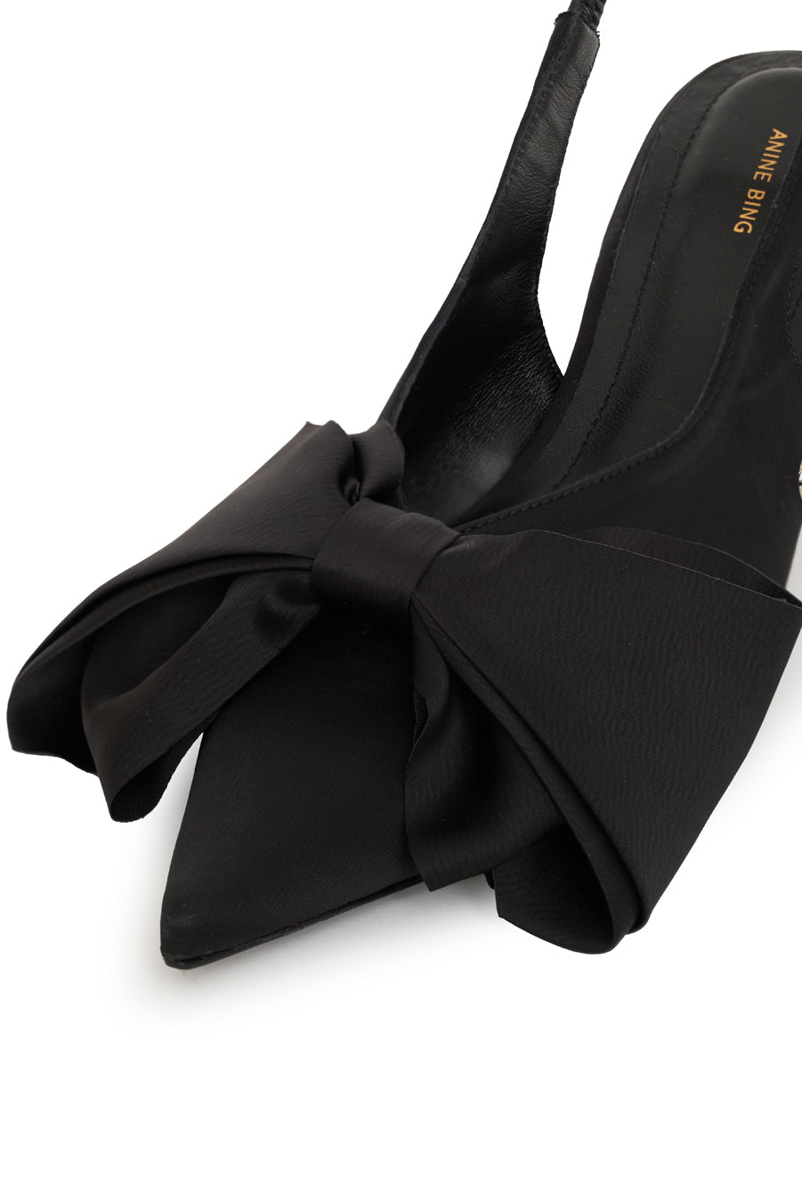 NINA HEELS WITH BOW - BLACK SATIN