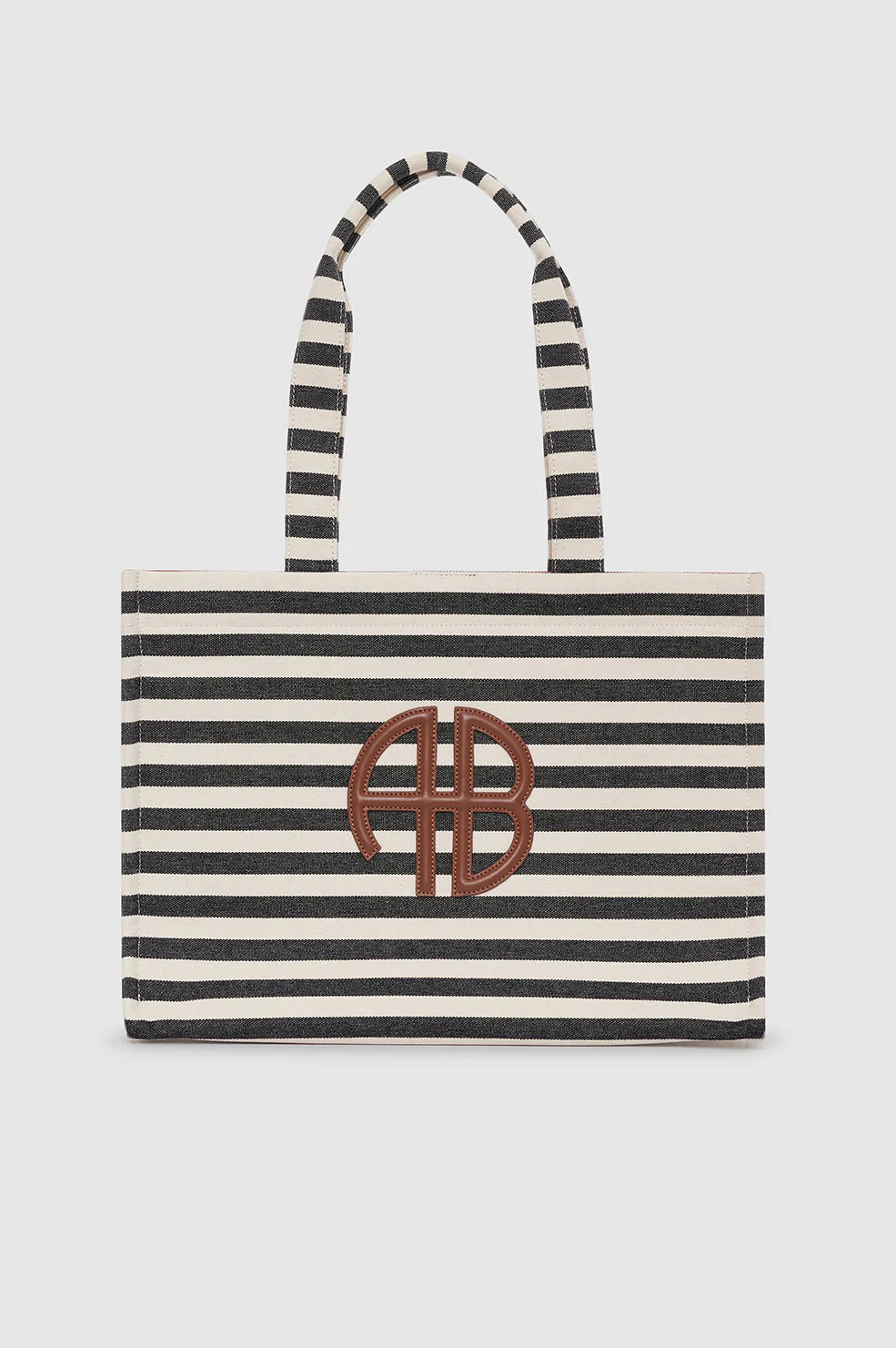 Lara tote - black and natural stripe - Anine Bing