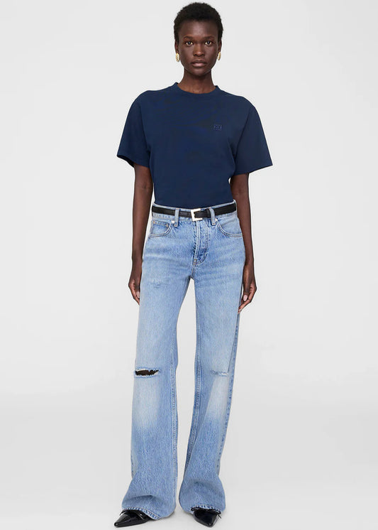Lily Tee  Framed Monogrom  in Washed Navy