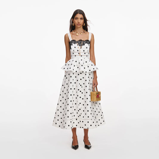 Polka Dot Linen Midi Dress