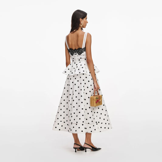 Polka Dot Linen Midi Dress