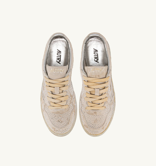 Medalist Low Crystal Micro Rhinestones Sneakers White