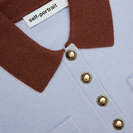 Contrast Collar Knit Top in Blue