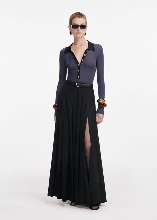 Viscose Knit Bodysuit in Navy