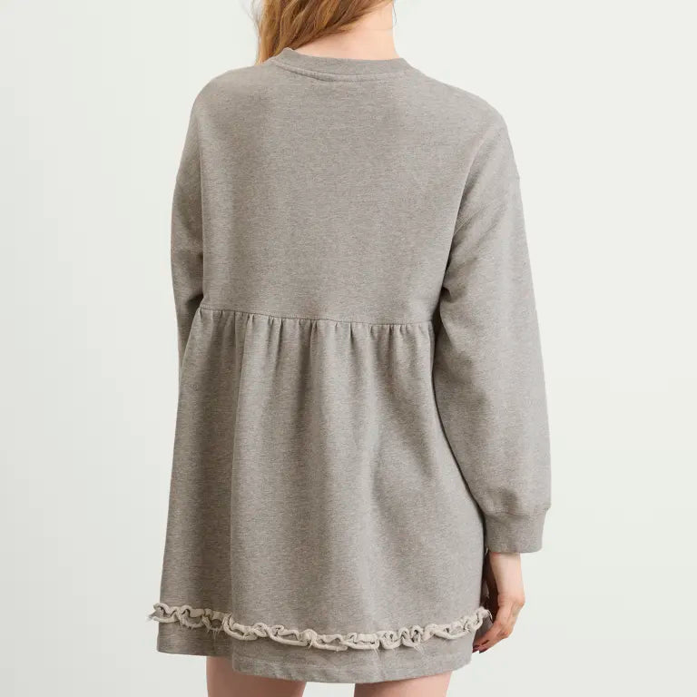 Peplum Crewneck Dress in Paloma