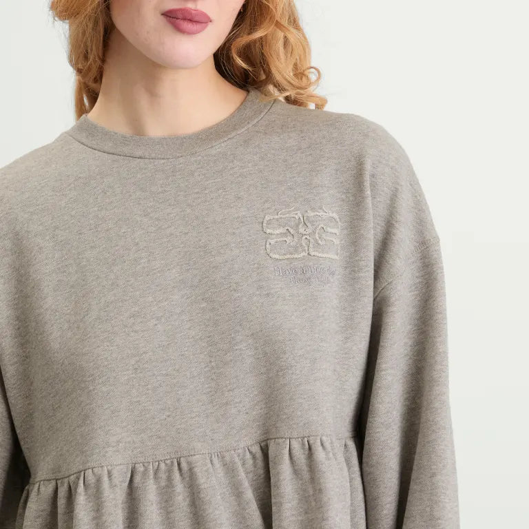 Peplum Crewneck Dress in Paloma