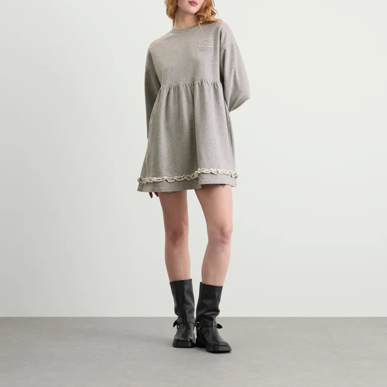 Peplum Crewneck Dress in Paloma
