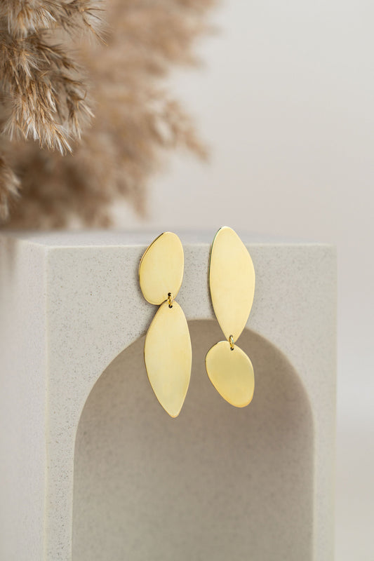 Fluidity Asymmetrical Gold Earrings