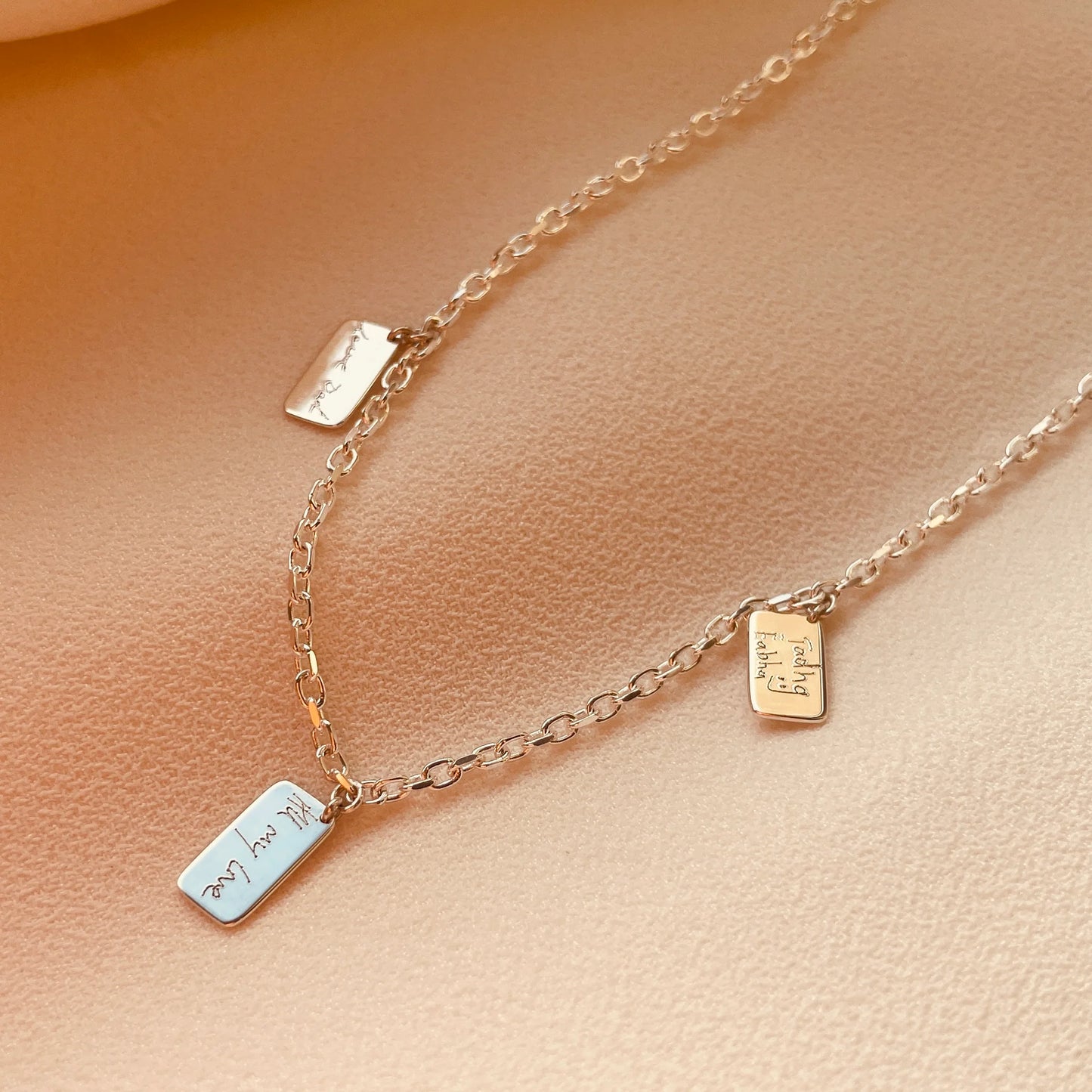 Story Necklace with 3 Slips in Sterling Silver