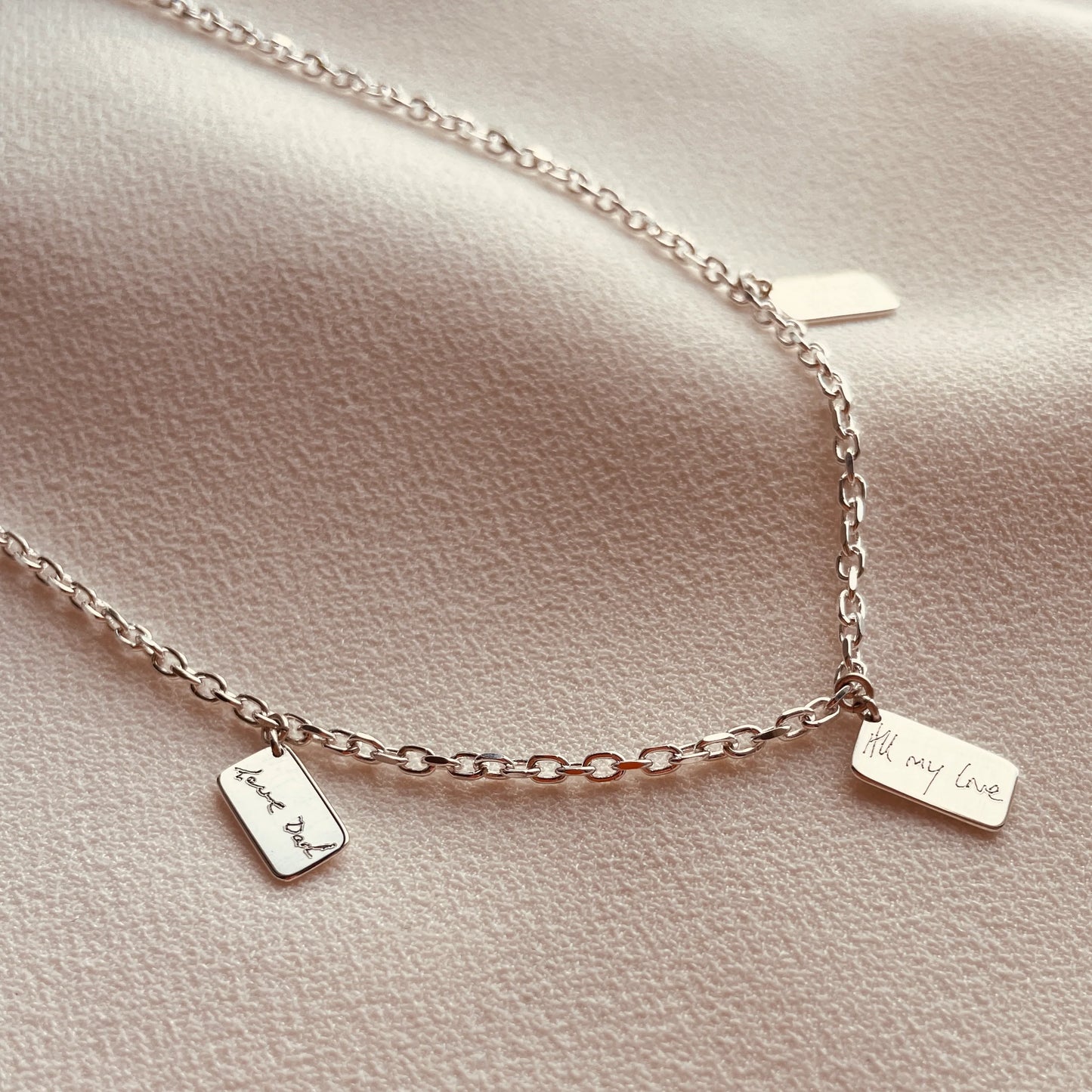 Story Necklace with 3 Slips in Sterling Silver