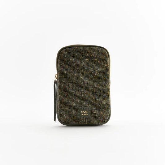 Cassia Phone Bag in Dark Green Tweed