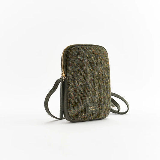 Cassia Phone Bag in Dark Green Tweed