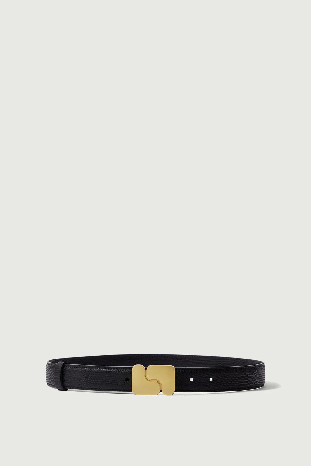 Ninon Glazed Leather Belt in Black