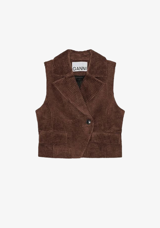 Seersucker Corduroy Vest in Chicory Coffee
