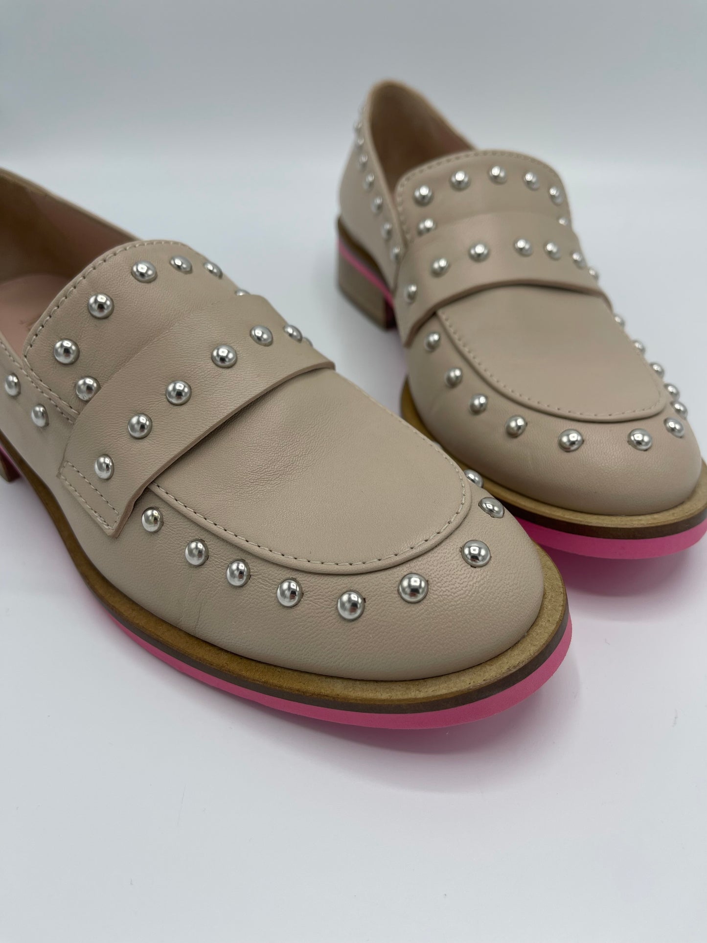 NAPPA BEIGE STUDDED LOAFER - MARCO MOREO