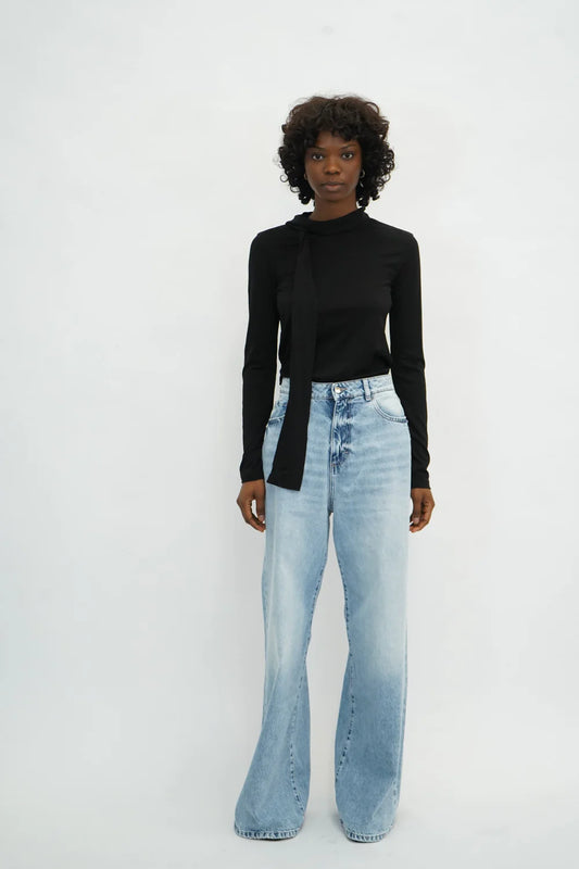 Merino Scarf Top in Black