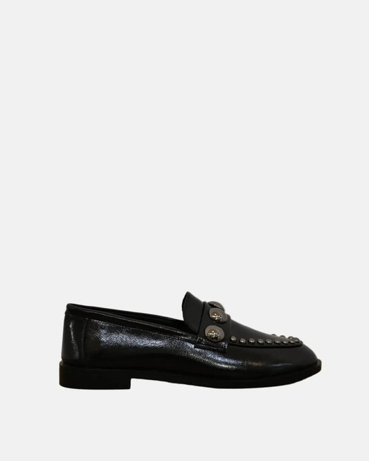 Loafer with Silver Studs in Black