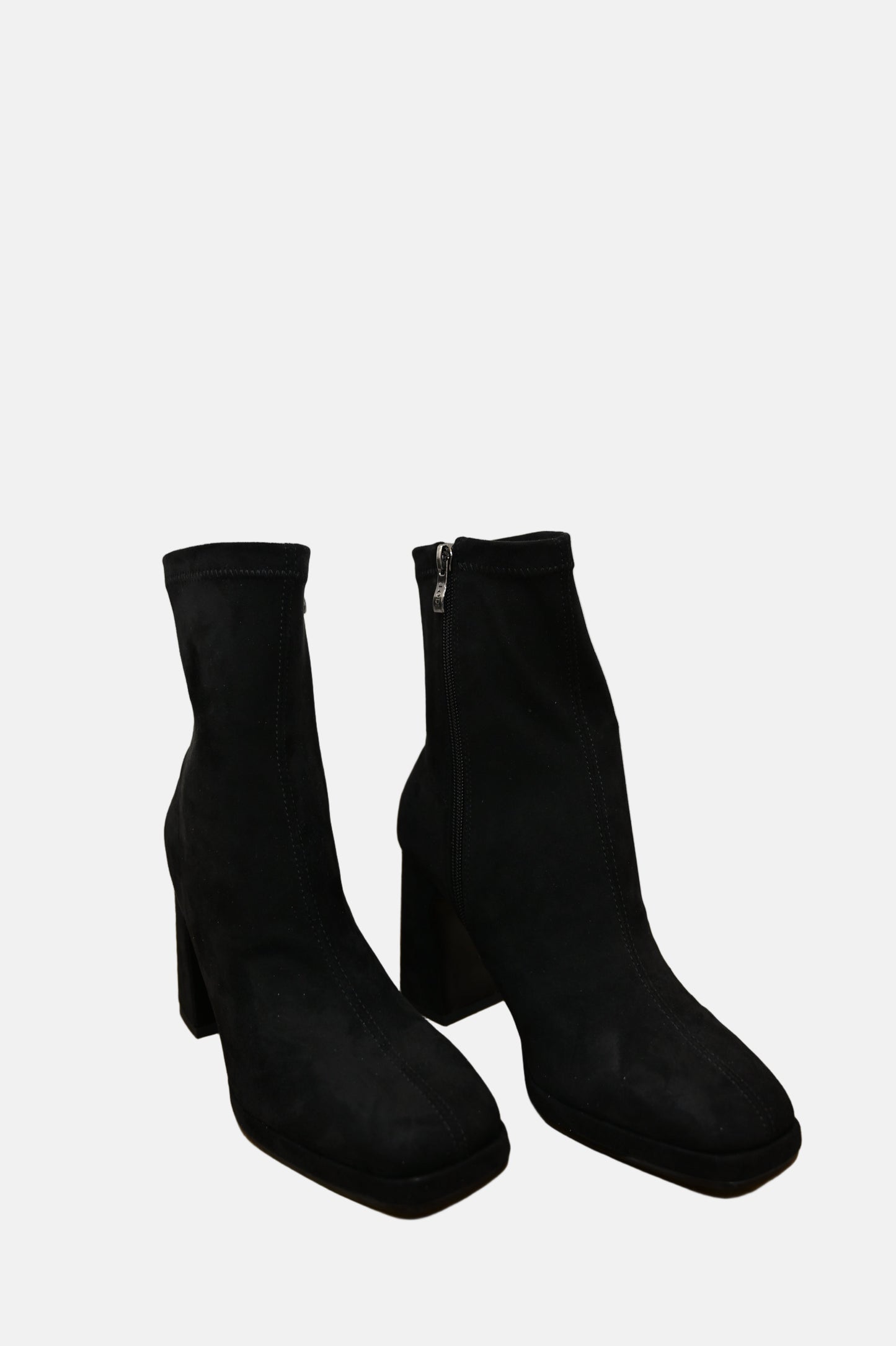 Laira Ankle Block Heel Boot in Black Suede