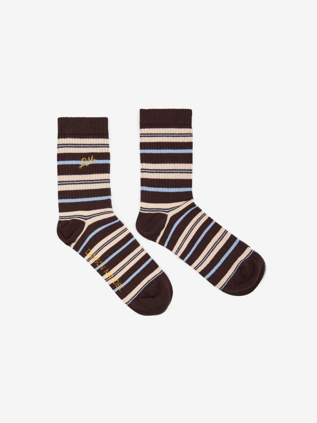 Calf Length Socks in Brown Stripe