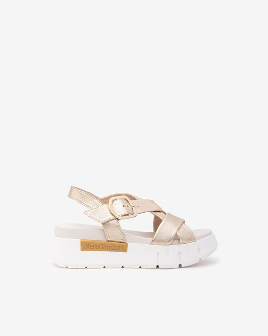 Criss Cross Sandal in Gold
