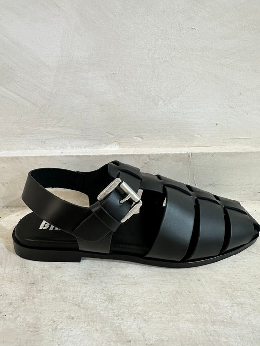 JENNA FLAT SANDAL - BLACK - BIBI LOU