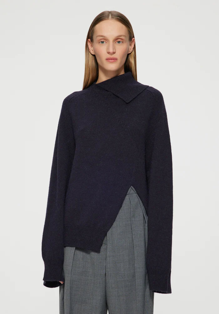 WOOL CASHMERE SLANTED COLLAR JUMPER - ROHE