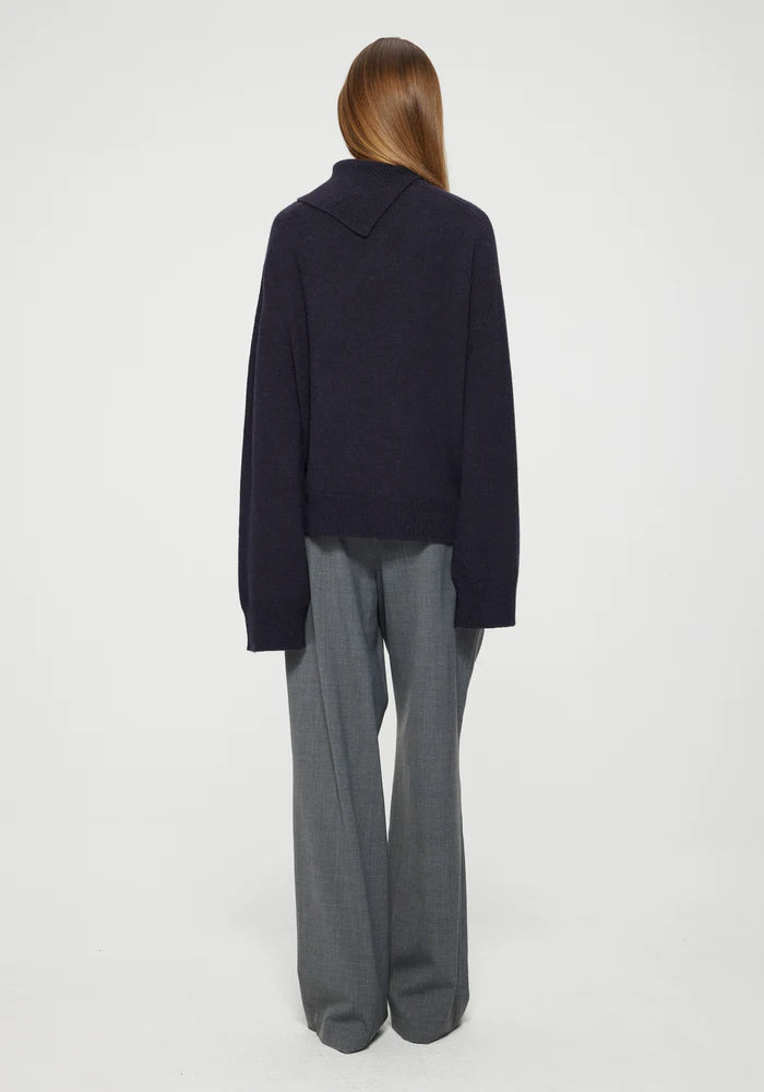 WOOL CASHMERE SLANTED COLLAR JUMPER - ROHE