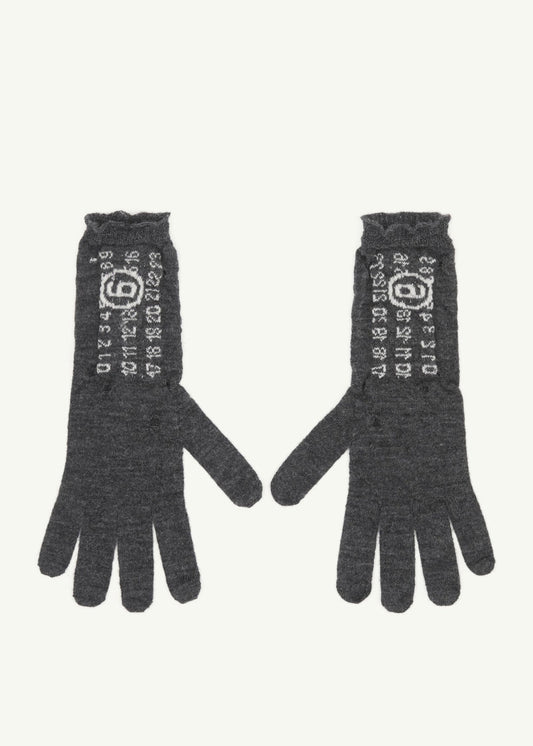 Logo Wool Gloves in Dark Grey
