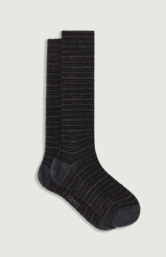 Ginette Socks in Heather Grey/Coffee