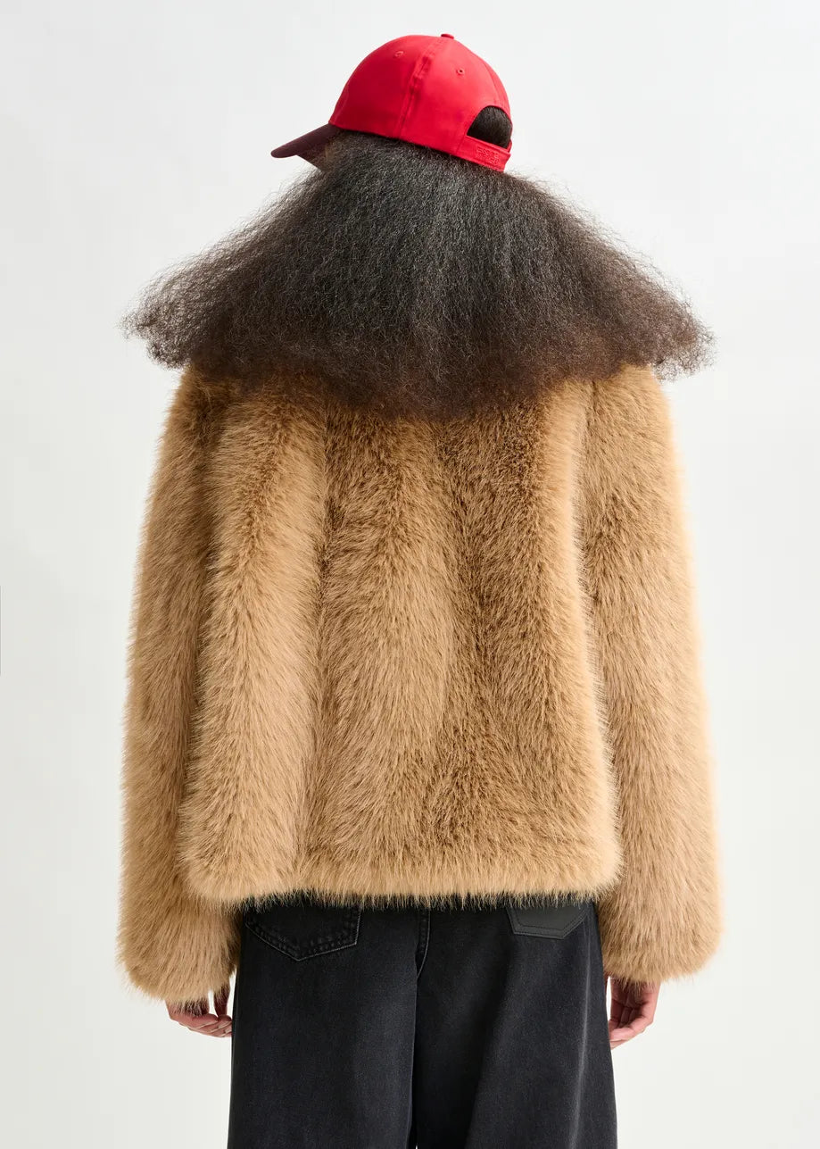 Faux Fur Jacket in Brown