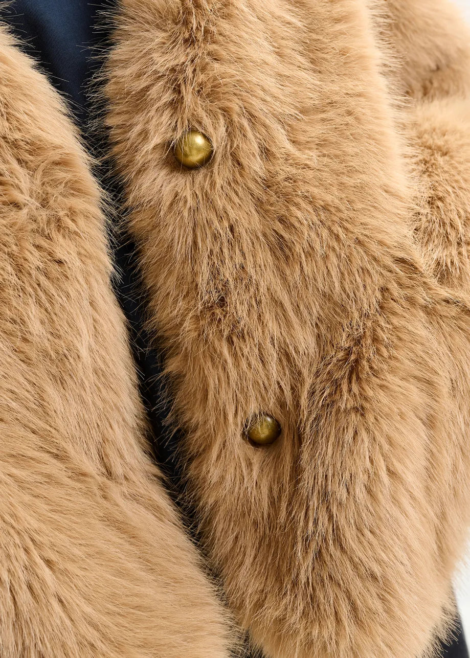 Faux Fur Jacket in Brown