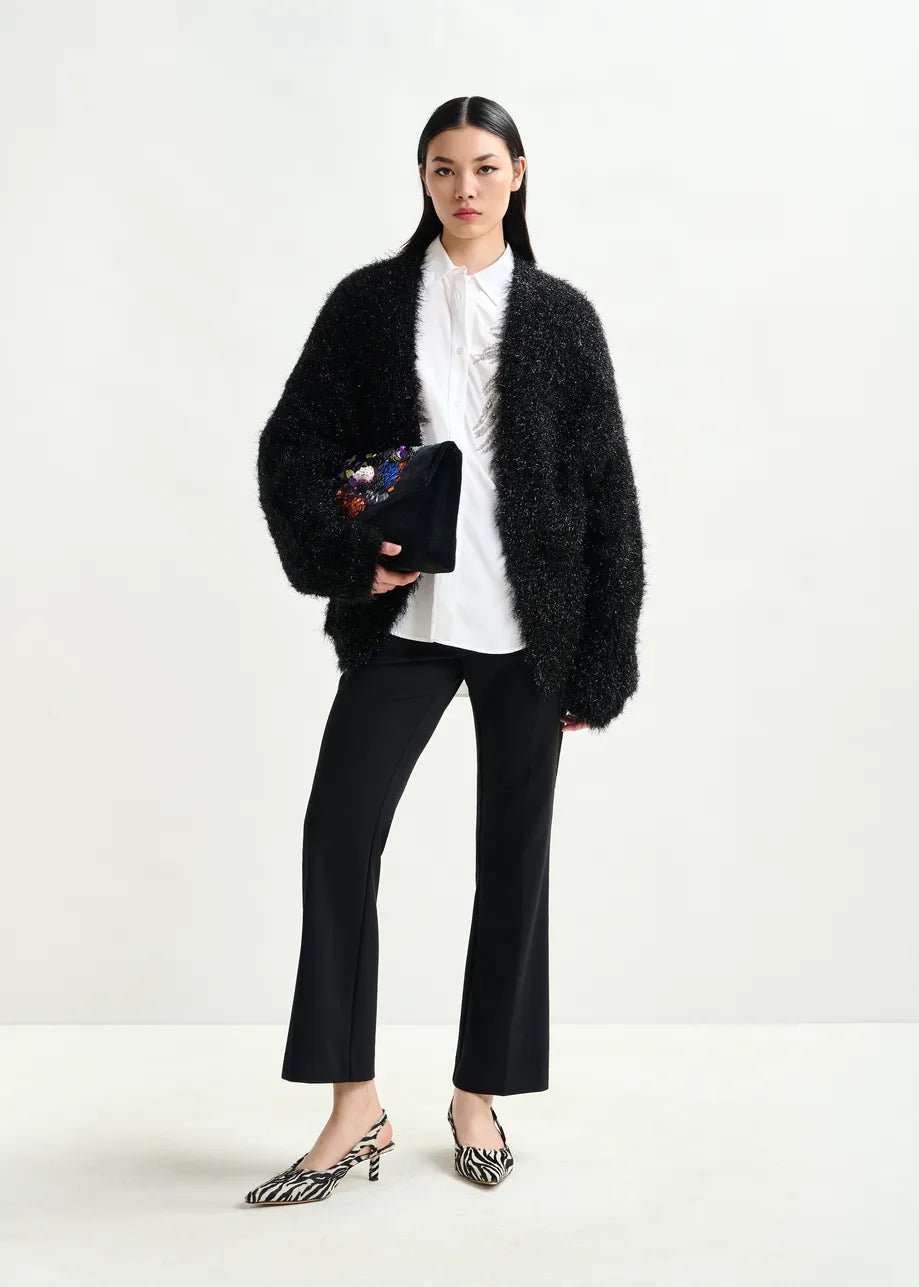 Oversized Shirt with Sequin and Bead Embellishment