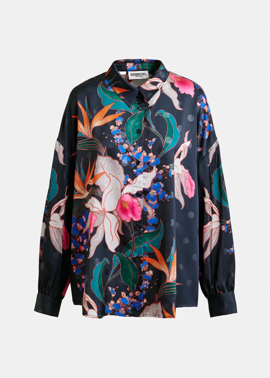 Oversized Shirt with Floral Print