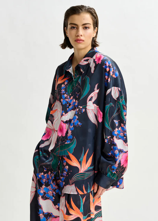 Oversized Shirt with Floral Print