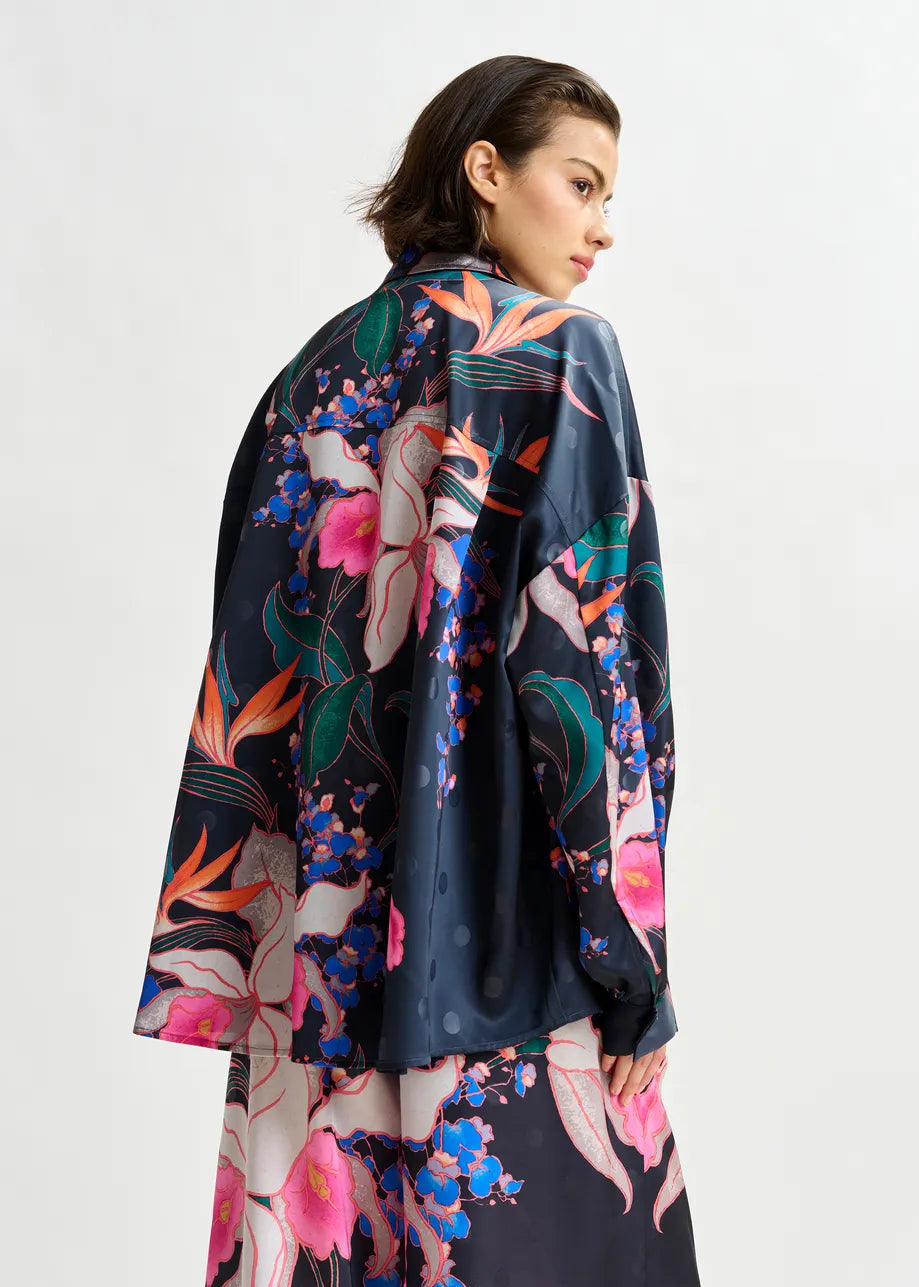 Oversized Shirt with Floral Print