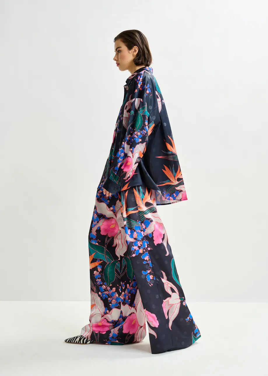Oversized Shirt with Floral Print
